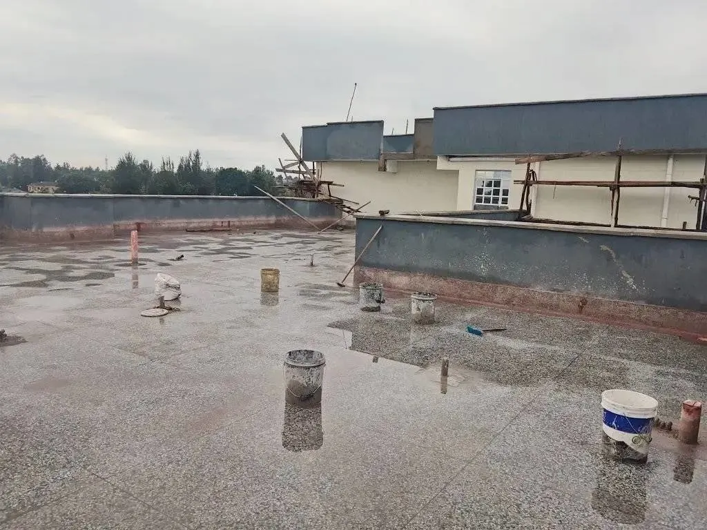 construction of terrazzo floor on going